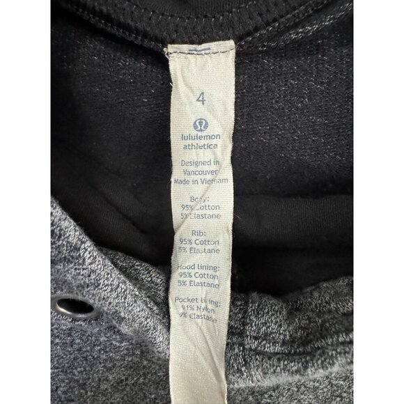 Lululemon Split Pullover Hoodie Sweatshirt Charcoal Gray Speckled Black Womens 4 - Picture 6 of 7